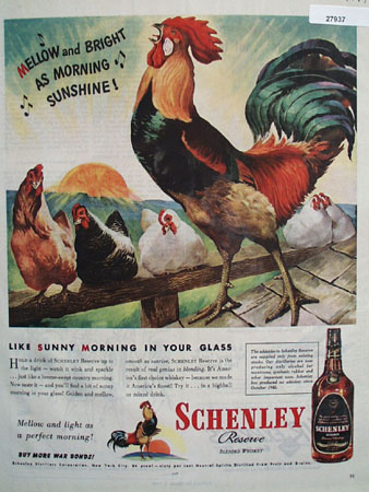 Schenley Whisky Mellow and Bright Ad 1944