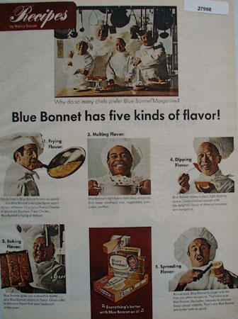 Blue Bonnett Margarine Five Kinds of Flavor Ad 1968