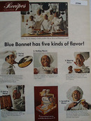 Blue Bonnett Margarine Five Kinds of Flavor Ad 1968