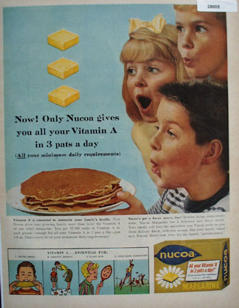 Nucoa Margarine 3 Pats A Day Ad 1960