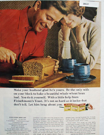 Fleischmanns Yeast And Whole Wheat Bran Loaf Ad 1965