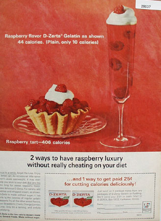 D Zerta Raspberry Gelatin Dessert Ad 1964