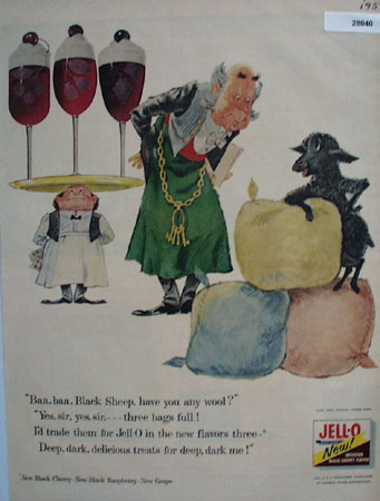 Jell O Black Cherry Black Sheep Ad 1957
