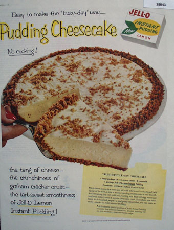 Jell O Pudding Cheesecake No Cooking Ad 1959