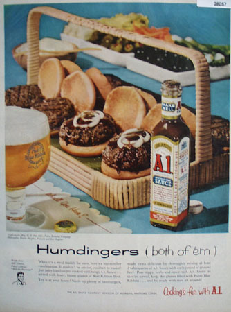 A 1 Sauce And Pabst Blue Ribbon Beer Humdingers Ad 1957