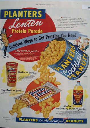 Planters Peanuts Lenten Protein Parade Ad 1954