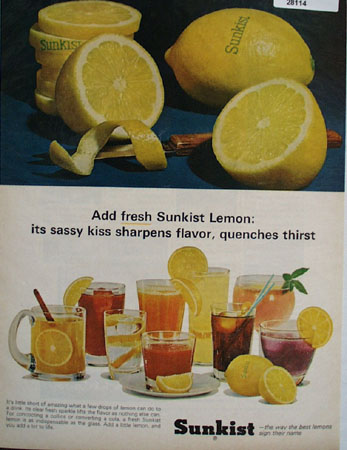 Sunkist Lemon Sassy Kiss Ad 1965