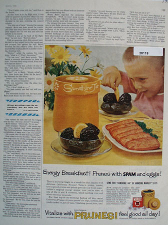 Prunes Eggs Spam Energy Breakfast Ad 1959