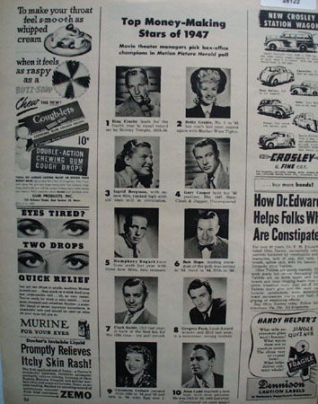 Top Money Movie Stars of 1947 Ad