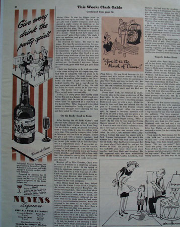 Clark Gable Picture and Article 1946