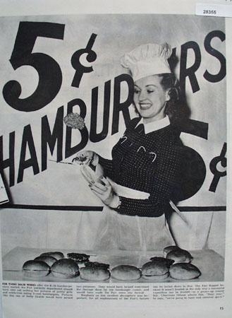 Betty Grable 5 cent Hamburger NY Worlds Fair Article 1939