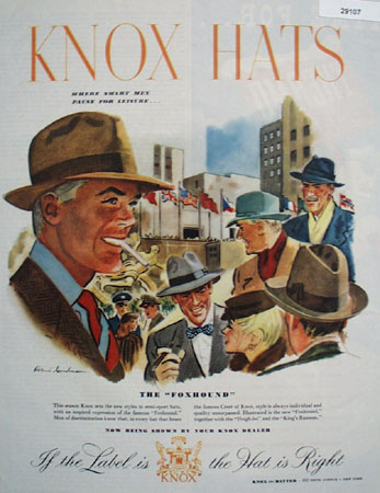 Knox the Hatter Ad October 20, 1945