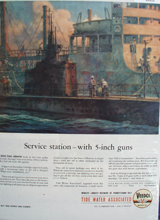 Veedol Motor oil Ad Shows a Navy Submarine