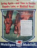 Mobilgas logo outline with mama horse and colt