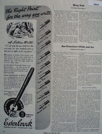 The Esterbrook Pen Co Ad April 31, 1945
