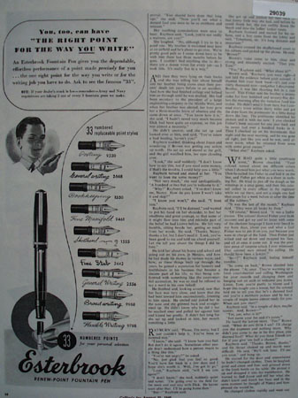 The Esterbrook Pen Co Ad August 25, 1945