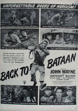 Back To Bataan With John Wayne Movie Ad 1945