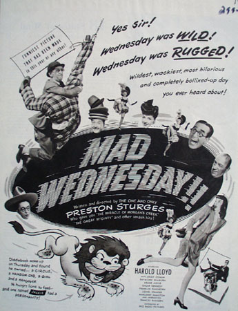 Mad Wednesday With Harold Lloyd Movie Ad 1950