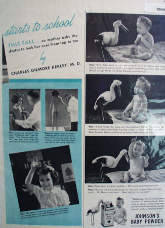 Johnsons Baby Powder Baby And Stork Ad 1940