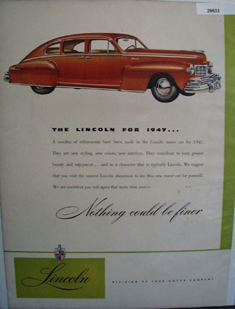 Lincoln Car 1947 Ad