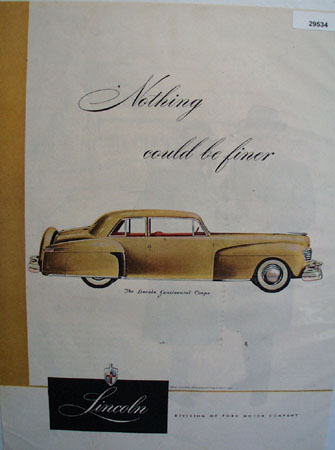 Lincoln Continental Coupe 1947 Ad