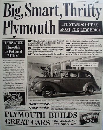 Plymouth Car 1939 Ad