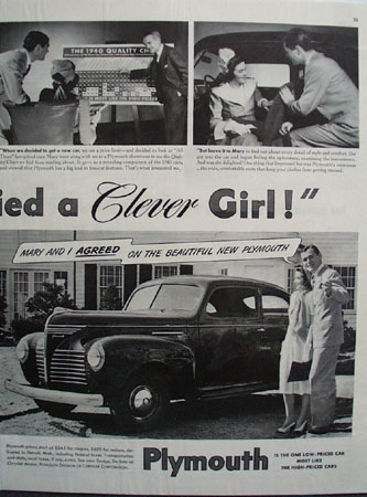 Plymouth Car 1940 Ad