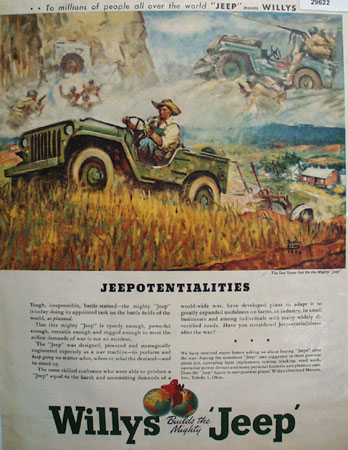 Willys Builds the Mighty Jeep 1945 Ad