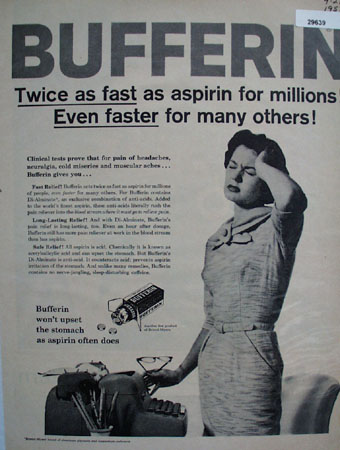 Bristol Myers Bufferin 1958 Ad