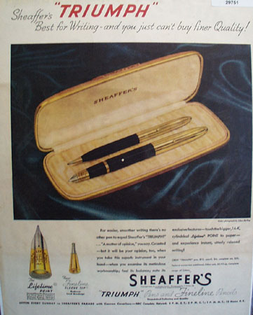 Sheaffers Pen 1946 Ad