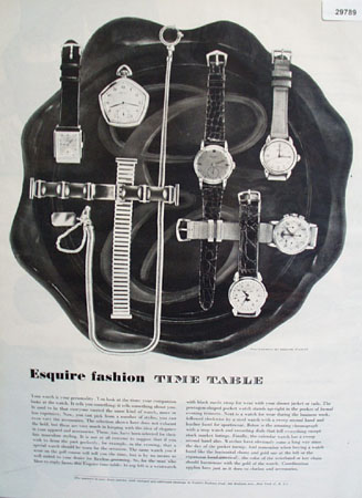 Esquire Watch Fashion Time Table 1949 Ad