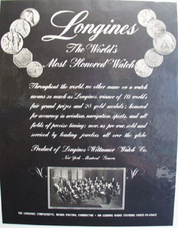 Longines Worlds Most Honored watch 1945 Ad