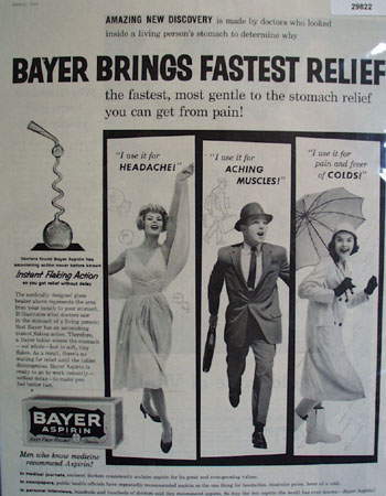 Bayer Aspirin Fastest Relief 1959 Ad