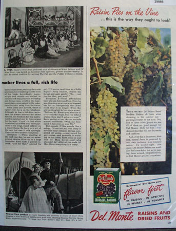 Del Monte Raisins and Dried Fruits 1945 Ad