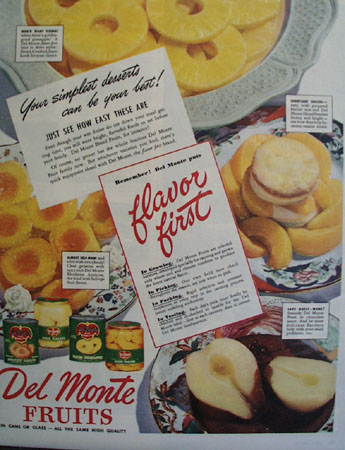 Del Monte Flavor First Fruits 1945 Ad