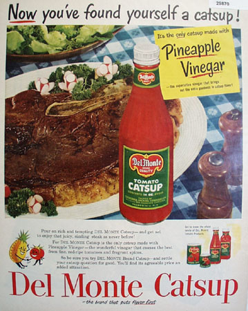 Del Monte Catsup Pineapple Vinegar 1951 Ad