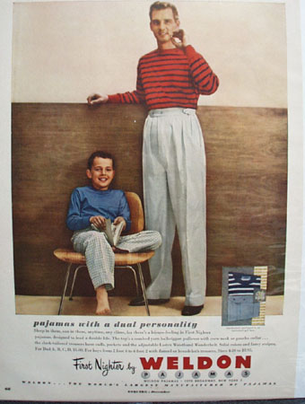 Weldon Pajamas Dual Personality Ad 1949