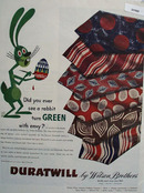 Duratwill Ties and Green Rabbit Ad 1946