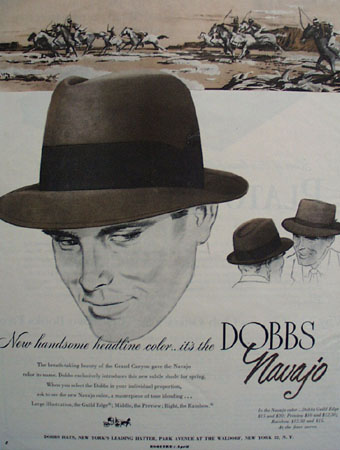 Dobbs Hats New Navajo Color Ad 1953