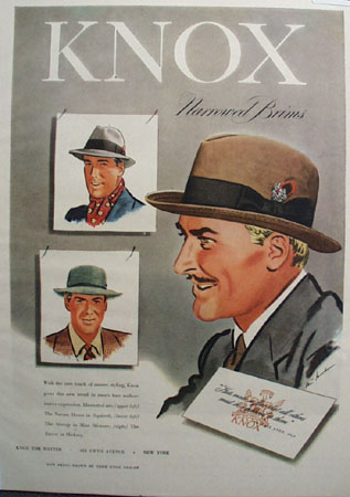 Knox Hats Narrowed Brims Ad 1947