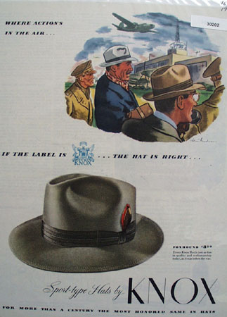 Knox Hat Where Action Is In The Air Ad 1944