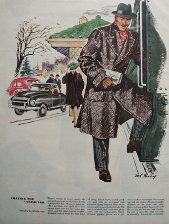Coating Commuter Drawing By Mal Murley Ad 1947