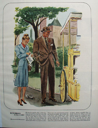 Luncheon A La Cart Drawing by H Runnette Ad 1947