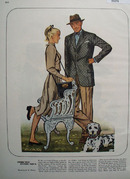 Man Woman Dog Drawing by K Milroy Ad 1947