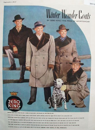 Zero King Sportswear Four Men And Dalmatian Ad 1947