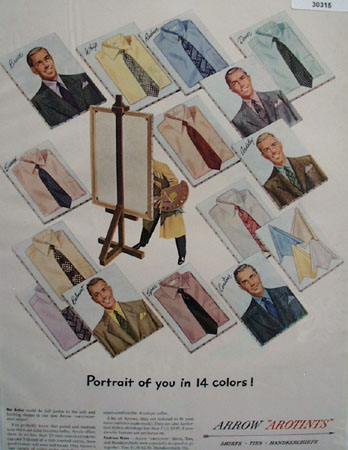 Arrow Shirts Portrait of You In 14 Colors Ad 1949