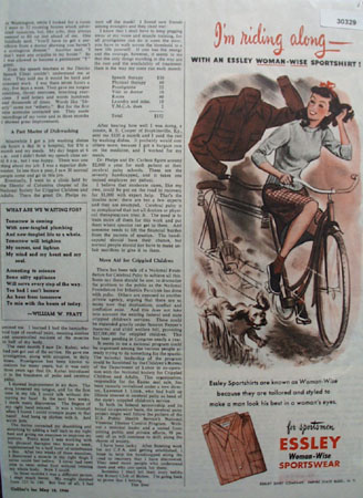 Essley Sportswear Woman On Bicycle Ad 1946
