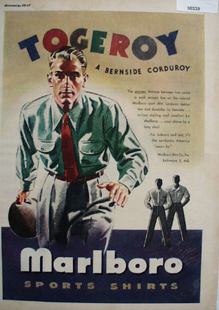 Marlboro Sports Shirt Man Bowling Ad 1947