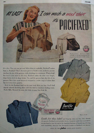 Pacific Mills Can Wash Wool Shirt Ad 1947