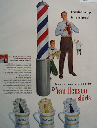 Van Heusen Shirts And Barber Pole Ad 1948